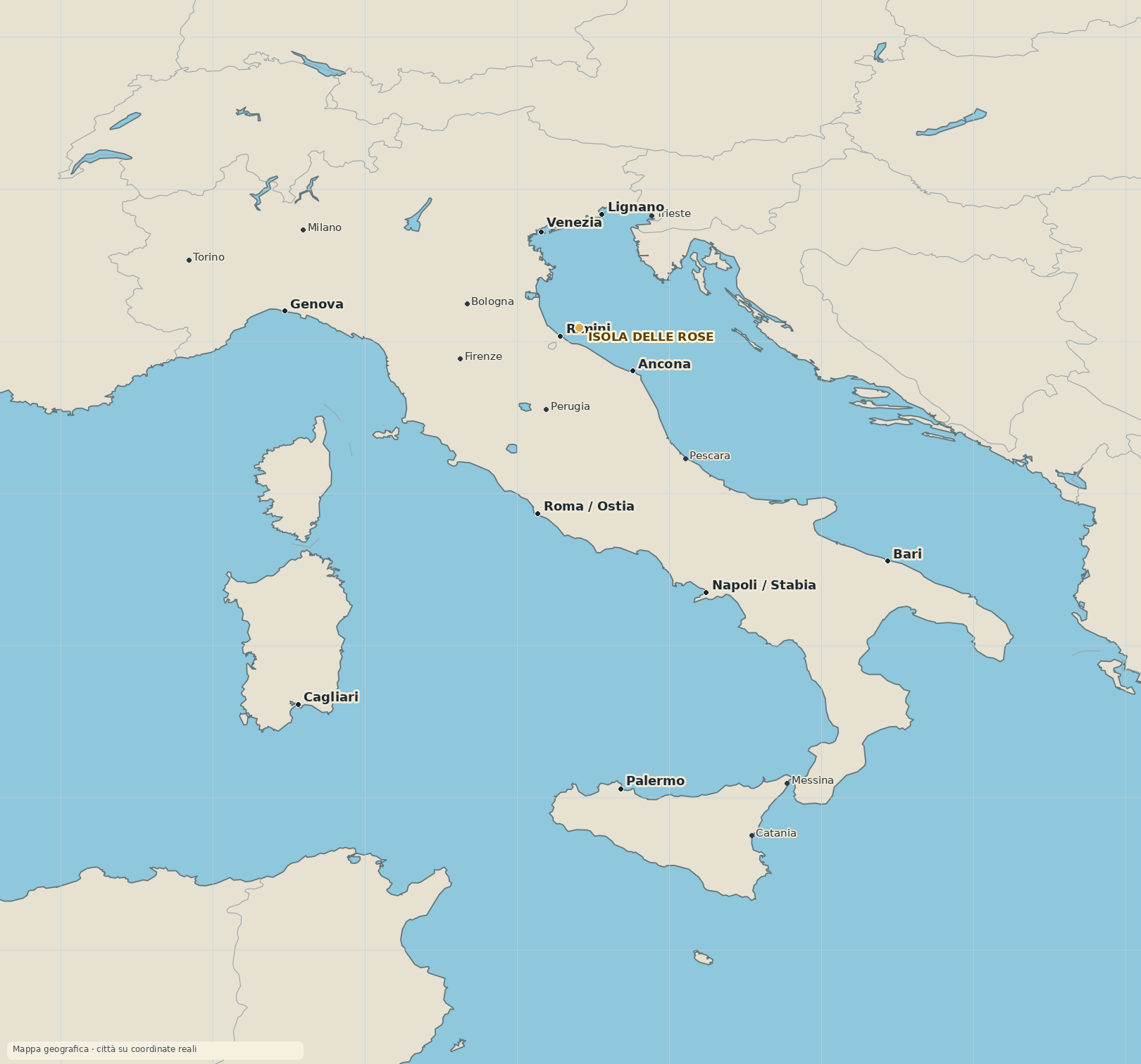 Cartina geografica reale dell’Italia e del Mediterraneo